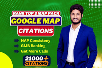 create 21000 google map citations for gmb ranking in 3 map pack