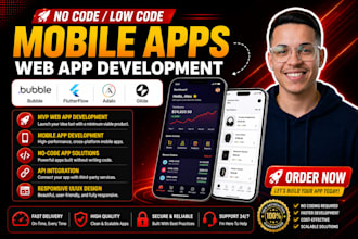 build bubble mvp web app flutterflow adalo glide mobile app ios development