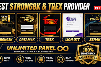 full reseller panel bussines setup, dream4k, mega ott, lion ott, trex, strong8k