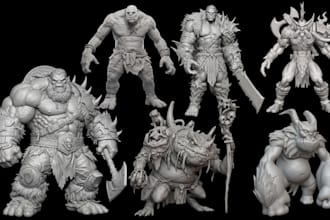 sculpt 3d character, 3d model, 3d sculpture for printing in zbrush and blender