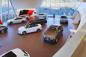 design 3d car dealership, showroom, auto showroom, automotive dealership layout