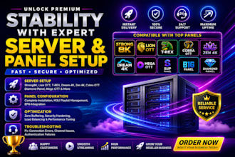 setup stable reseller panel, strong8k, dream4k, lion ott, trex, mega ott, sup
