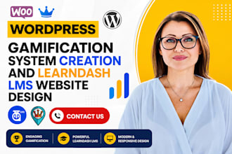 design wordpress learndash lms website setup gamipress mycred woocommerce points