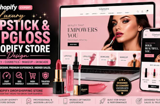 design a luxury lipstick shopify store lip gloss beauty cosmetics website