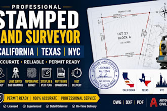 provide california, texas, and NYC stamp land surveyor