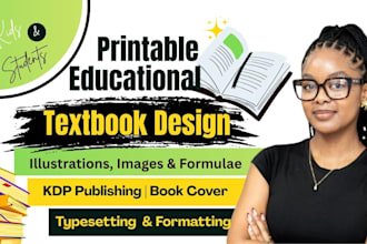 do printable educational textbook design, workbook, kdp textbook formatting