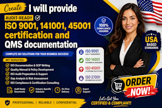 provide iso 9001 14001 45001 certification, qms documentation
