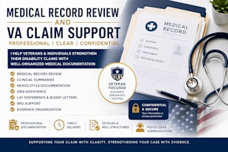 write medical records review and nexus documentation support