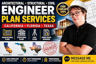 do florida texas architectural structural civil engineer plan, california texas