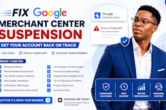 fix gmc suspension,  google merchant center, merchant center misrepresentation