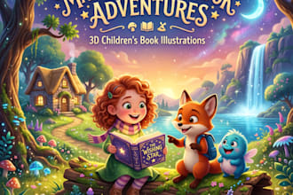 create amazing children story book illustration and kids book art