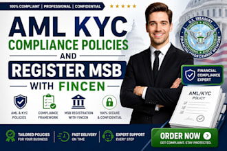 write aml kyc compliance policies and register msb with fincen
