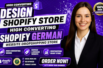 design shopify store, high converting shopify german website dropshipping store