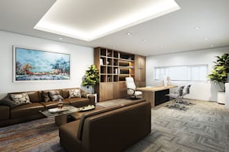 create realistic 3d office interior design and rendering
