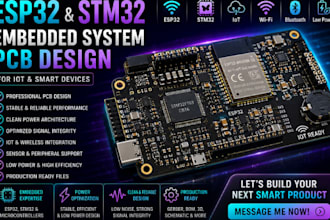 design detailed esp32 stm32 embedded system pcb  for iot and smart devices