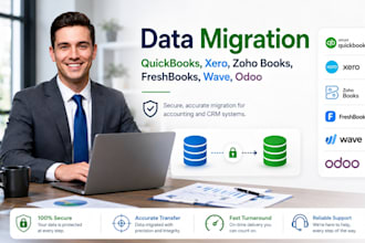 data migration on freshbooks, wave, zohobooks, xero, quickbooks, odoo