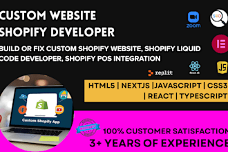 shopify store design, shopify liquid code, edit shopify code, html css developer