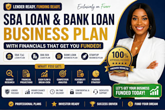 create sba 7a loan, sba 504, bank loan and startup business plan with financials