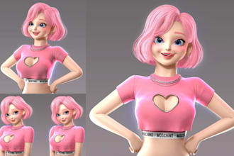 custom stylized 3d game character 3d cartoon character animation unity 3d model