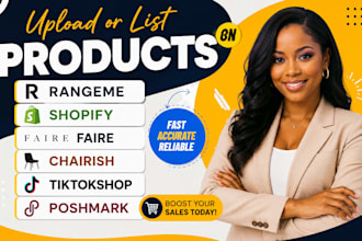 upload or list products on rangeme shopify faire, chairish, tiktokshop, poshmark