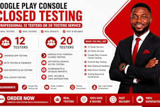 provide 12 tester 20 tester 12 app tester for google play console