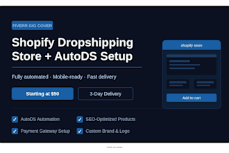 setup automated shopify dropshipping store shopify website design with autods