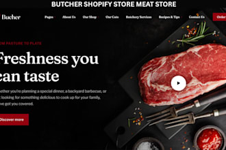 design butcher shopify store meat shop store seafood marine restaurant website