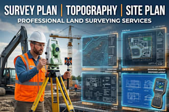 draw land survey plans, site plan, topography, and grading plan for permit