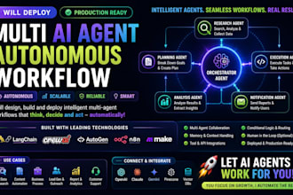deploy multi ai agent autonomous workflow langchain crewai llm autogen n8n make