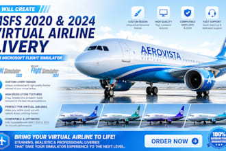 create msfs 2020 and 2024 virtual airline livery for flight simulator