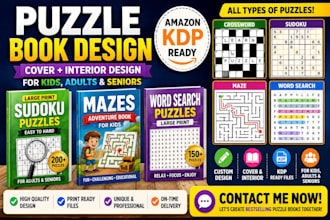 design sudoku word search puzzle, mixes puzzle and mazes puzzle book for kdp