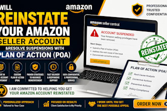 reinstate your amazon seller account and resolve suspensions, plan of action