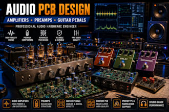 design and fabricate an audio pcb, audio amplifiers, preamps, and guitar pedals