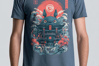 make a japanese t shirt illustration