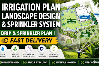 design full irrigation plan, landscape design and sprinkler system for permit
