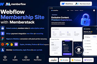 create a webflow memberstack or membership  subscription website webflow cms