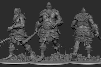 create miniature character sculpt, figurine stl design for resin printing