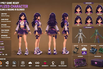 create low poly game ready stylized character, modeling and rigging in blender