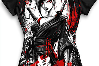 do a japanese t shirt illustration