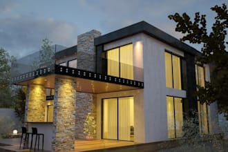 design a contemporary home interior and exterior with 3d renders