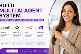build multi ai agent system with crew ai, lindy ai, n8n automation and make com