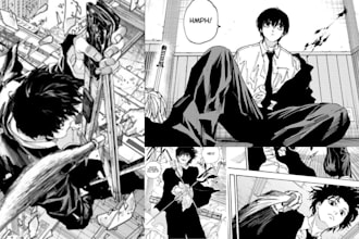 draw action anime manga comic illustration webtoon manga page character art