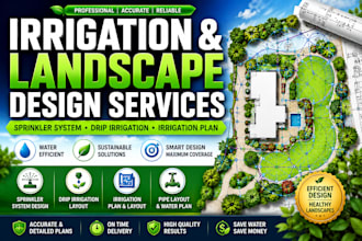 design sprinkler system, drip irrigation layout and irrigation plan design