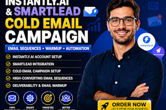 setup instantly ai smartlead for cold email campaign email sequences and warmup