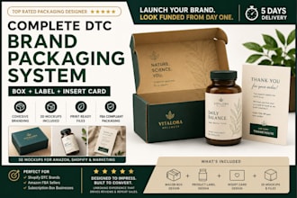 design dtc brand packaging system box insert card product pouch label 3d mockups