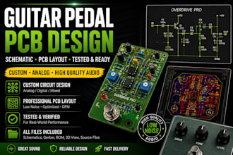 design custom guitar pedal pcb and tested audio circuit schematics
