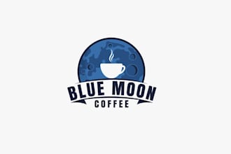 design best coffee blue moon logo