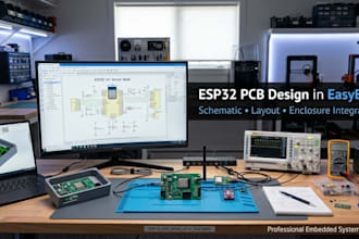 design esp32 pcb in easyeda with schematic  and enclosure integration