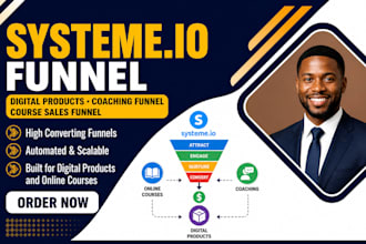 systeme io funnel digital products, coaching funnel, course sales funnel