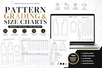 do sewing pattern grading size chart clothing measurement and tech pack